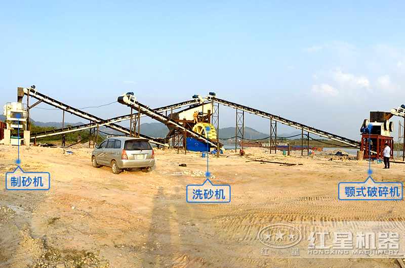 a方案現(xiàn)場設(shè)備，鵝卵石制沙、洗洗沙
